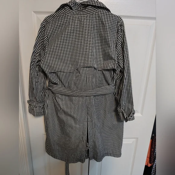 Lauren Ralph Lauren Gingham Double Breasted Trench Coat Plus Size 14W - Picture 3 of 8